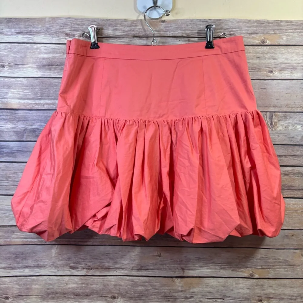 Derek Lam 10 Crosby Kami Bubble Mini Skirt Size 12 Bright Coral